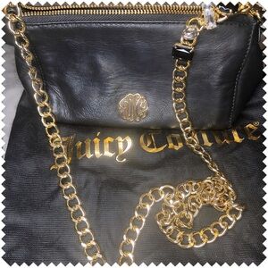 Juicy Couture Black Leather small crossbody bag with Gold Chain